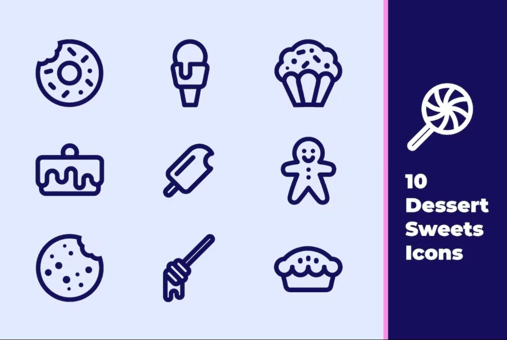 10 Desserts and Sweets Icon Set