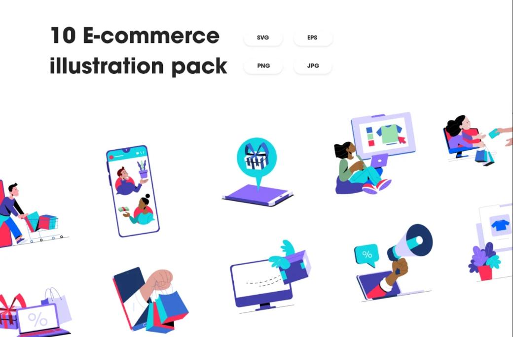 10 E Commerce Illustrations Pack