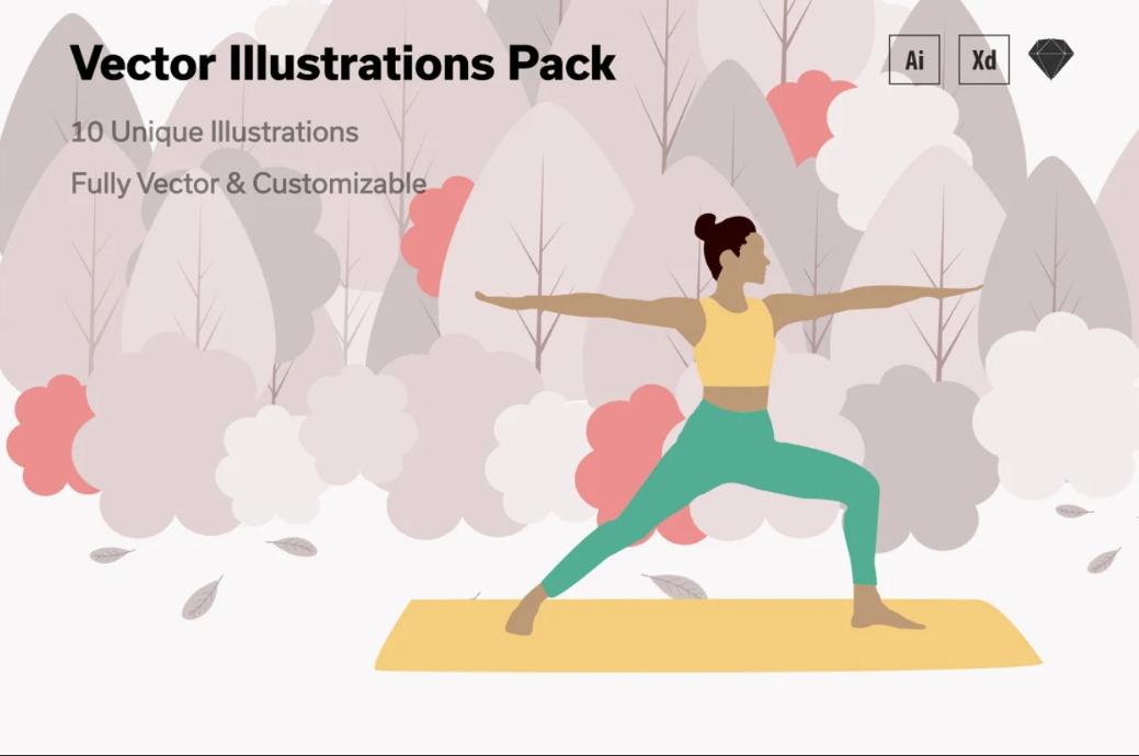 10 Yoga and Workout Illustrations