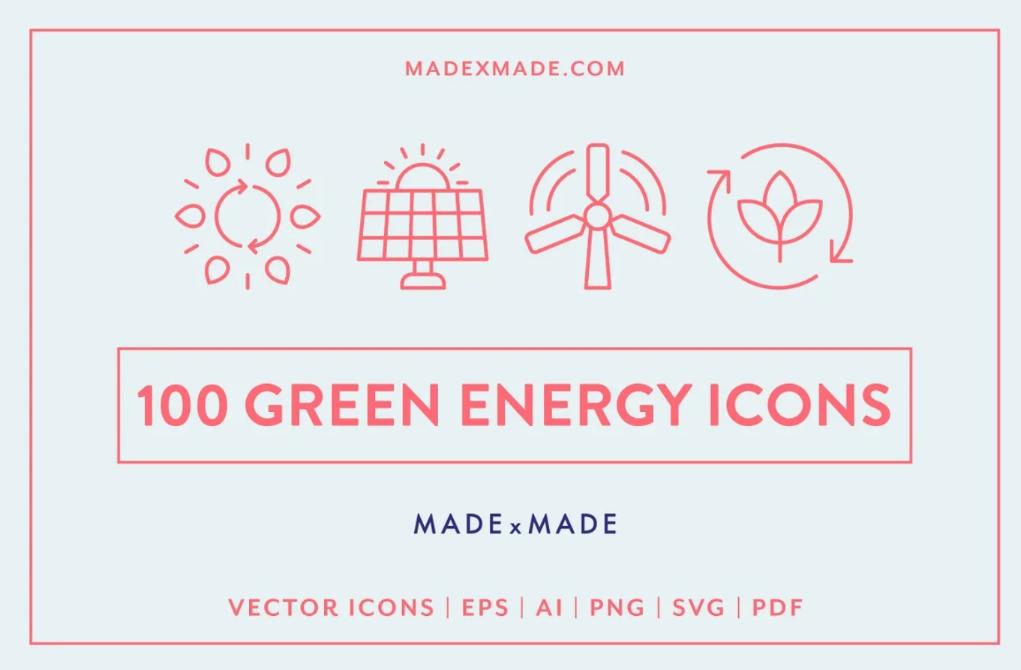 100 Unique Green Energy Icons Set