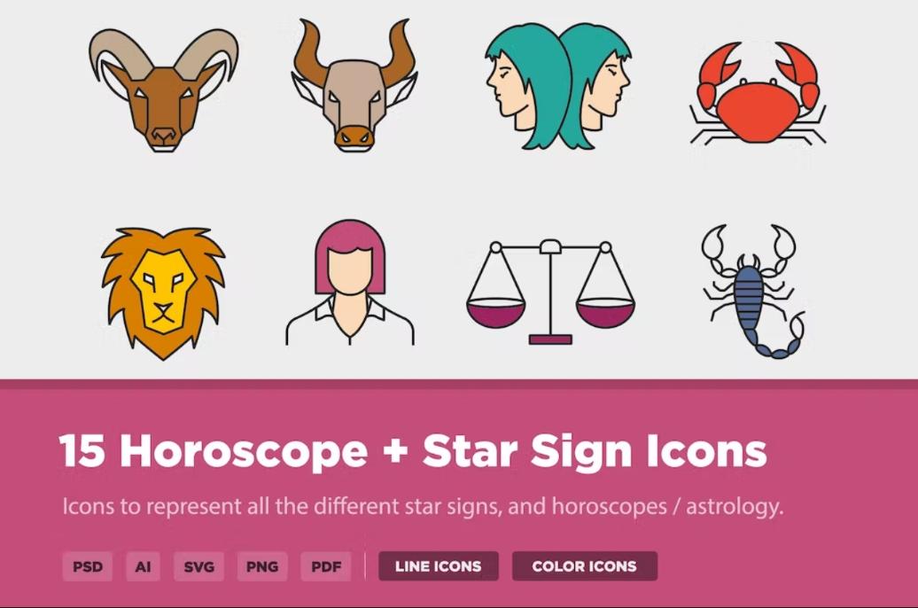15 Horoscope Icons Set