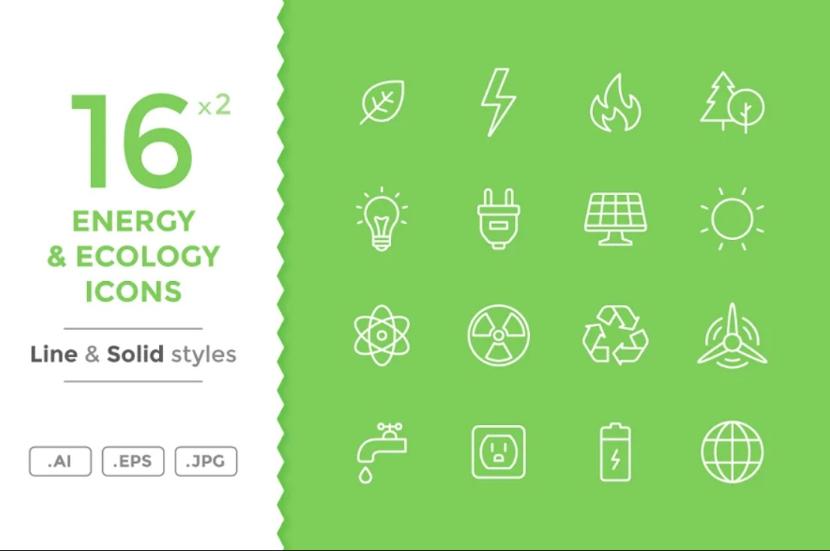 16 Energy and Ecology Icons