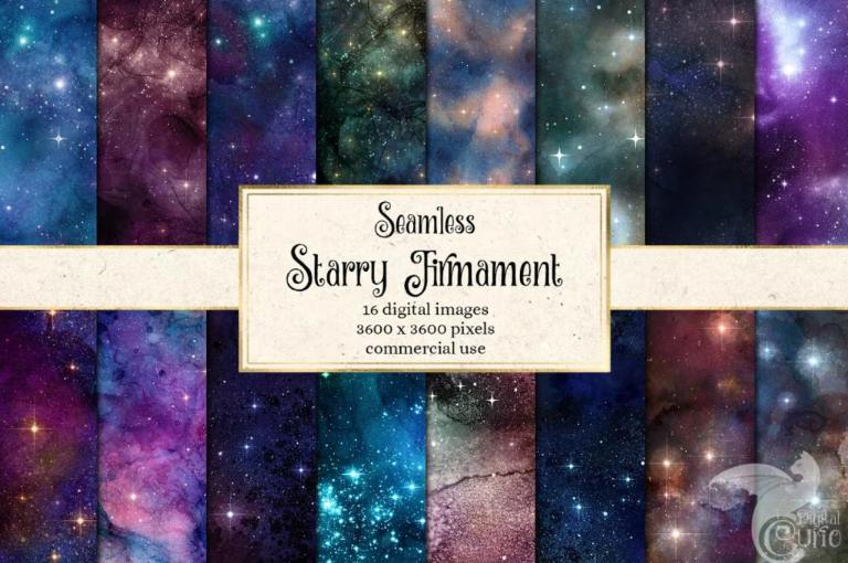 16 Seamless Starry Digital Papers