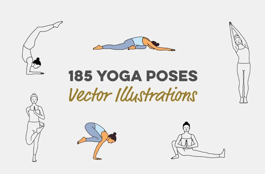 185 Yoga Illustrations Set