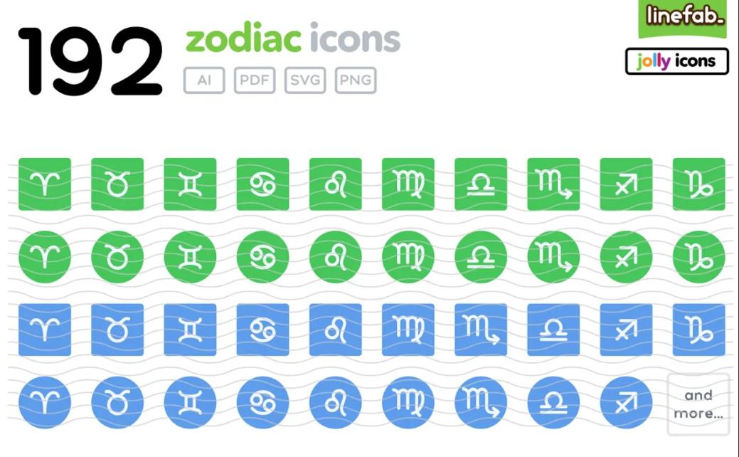 192 Unique Zodiac Icons Set