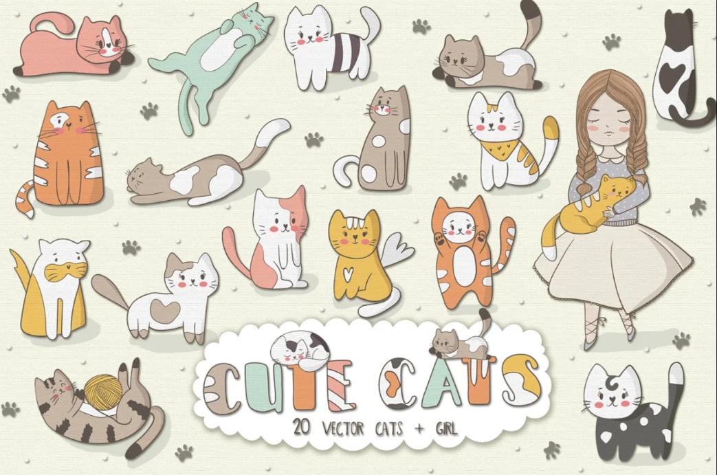 20 Cute cat Illustration Designs