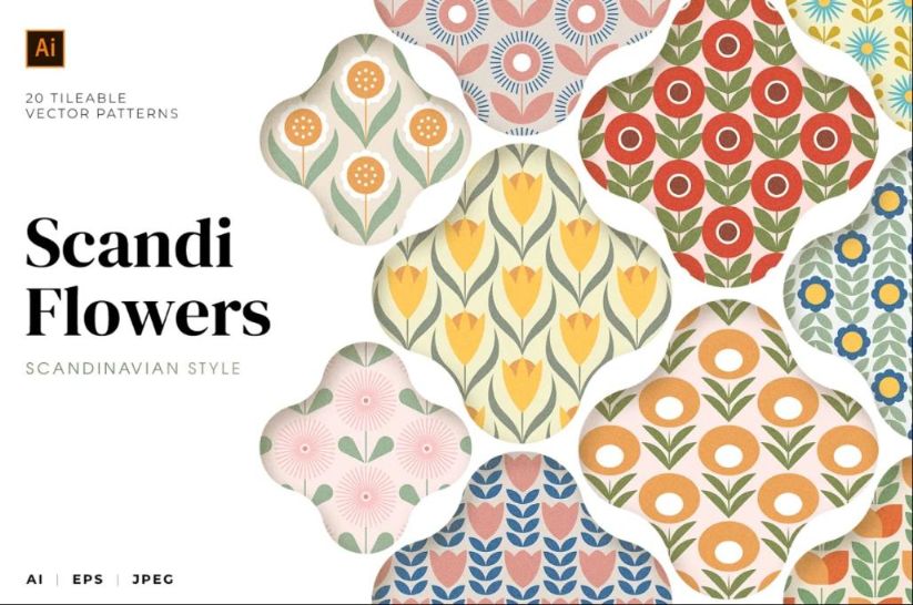 20 Scandi Flower Pattern Designs
