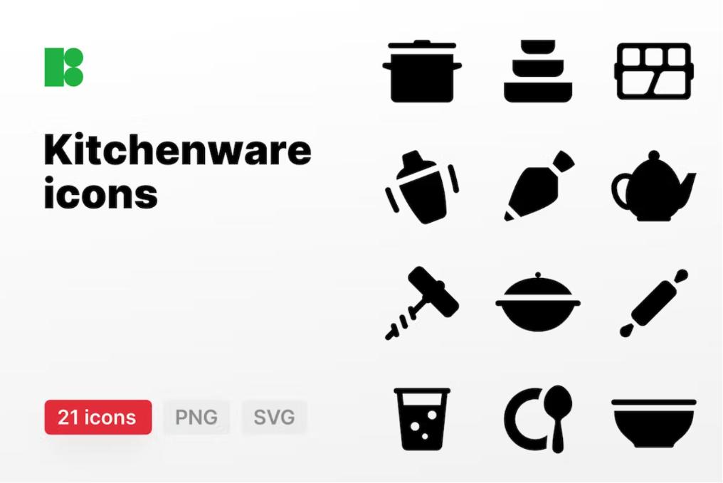21 Kitchen Themed Icons Set
