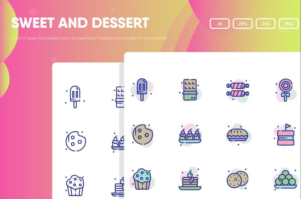 24 Line and Outline Icons Set