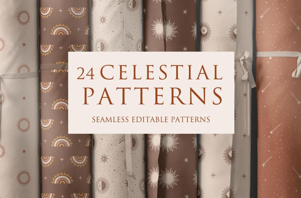 24 Seamless Celestial Patterns Set