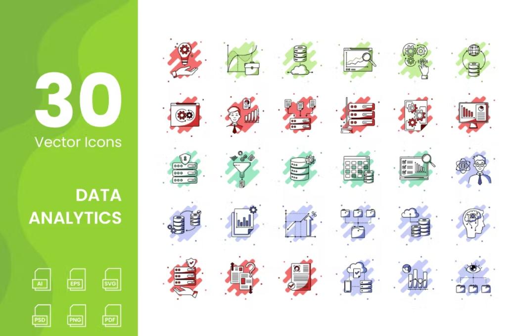 30 Data Research Icons Set