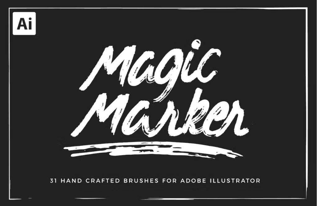 31 Hand Crafted Marker Brushes Illustrator