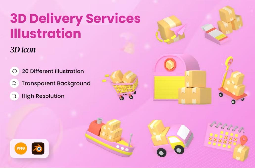 3D Delivery Services Illustration Design