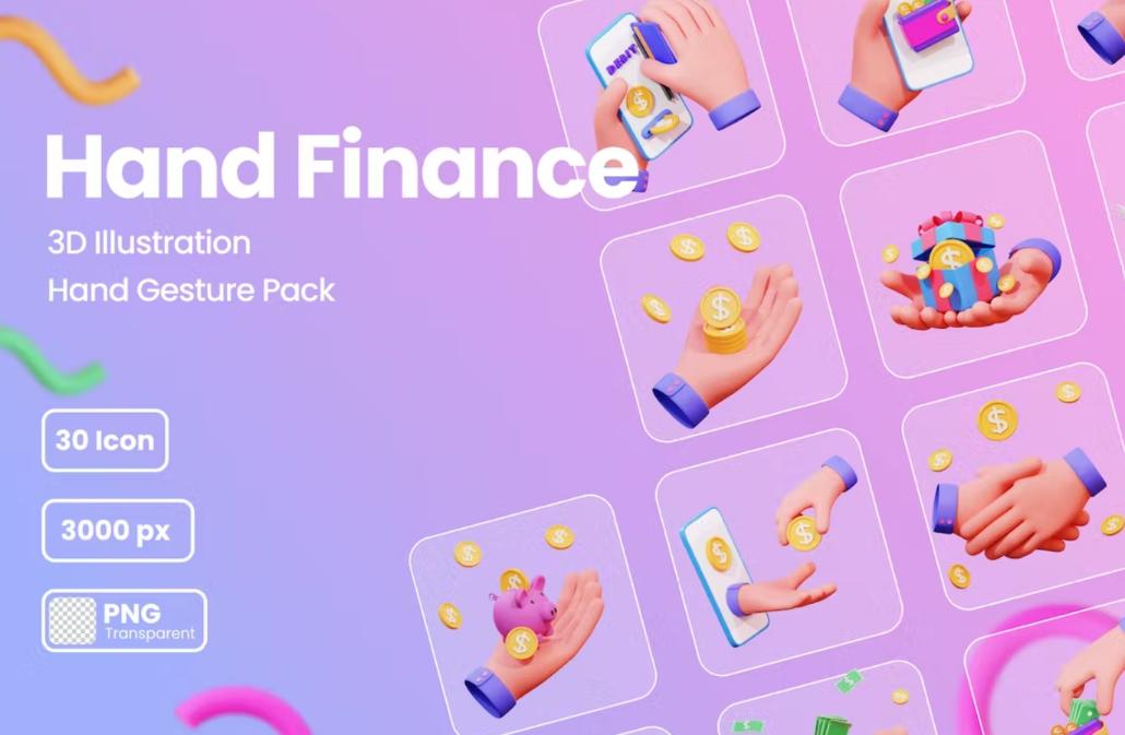 3D Hand Finance Vector Pack