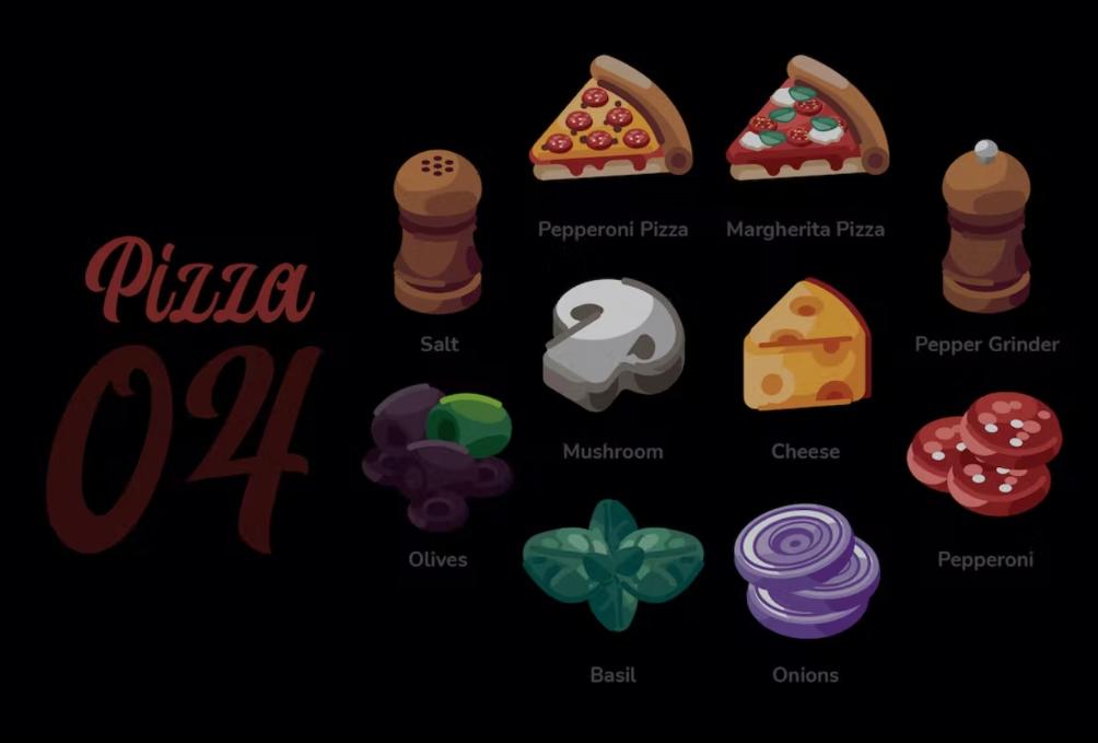 3D Pizza Illustrations Set