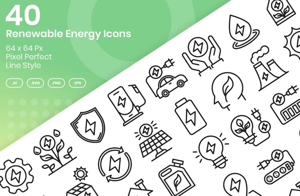 40 Renewal Energy Icons Set