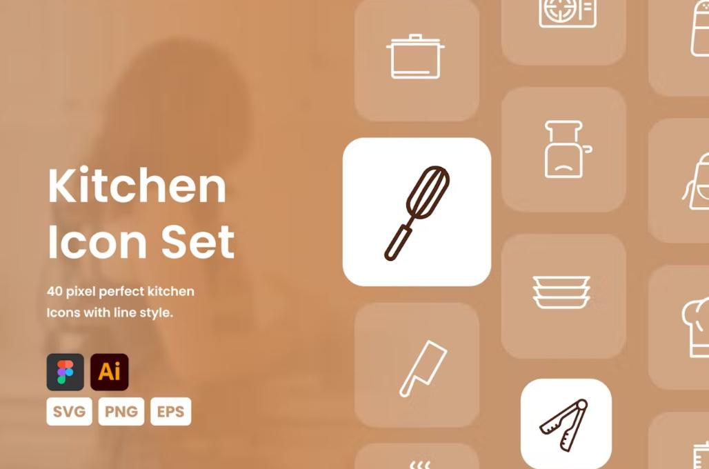 40 Unique Kitchenware Icons Set