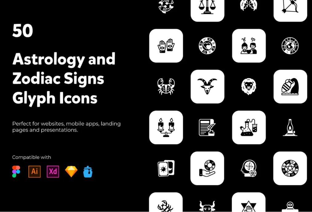 50 Astrology and Zodiac Icons
