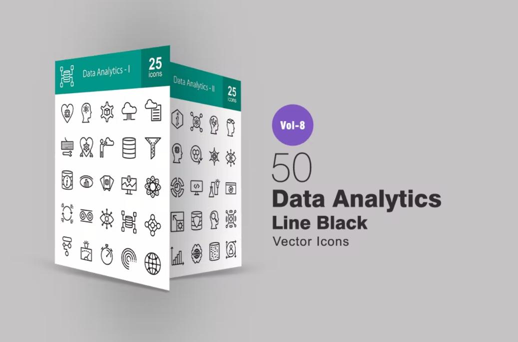 50 Linear Icons for Data Analytics