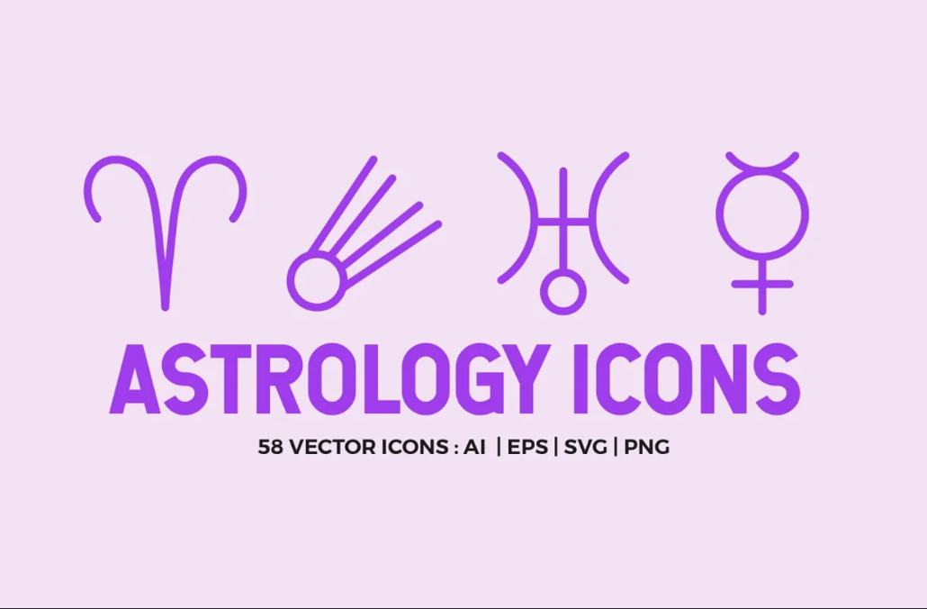 58 Astrology Line Icons Set