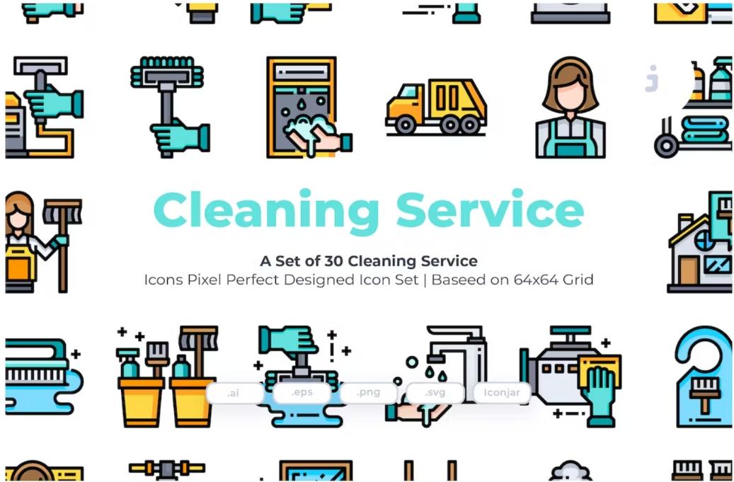 60 Cleaning Services Icons Set