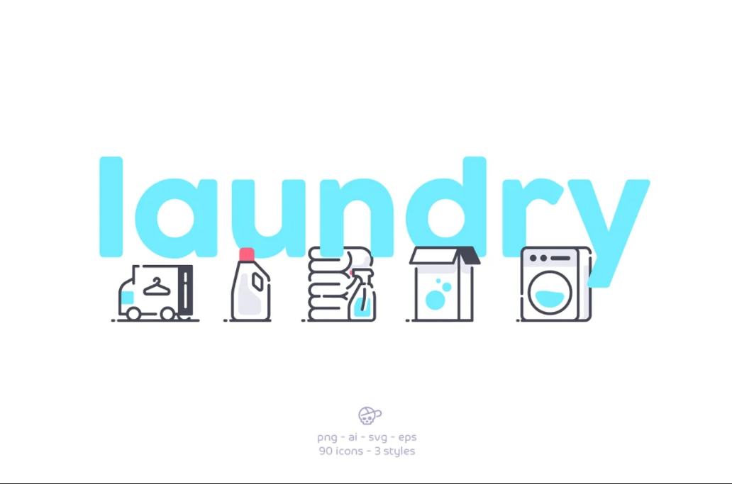 90 Unique Laundry Icons Set
