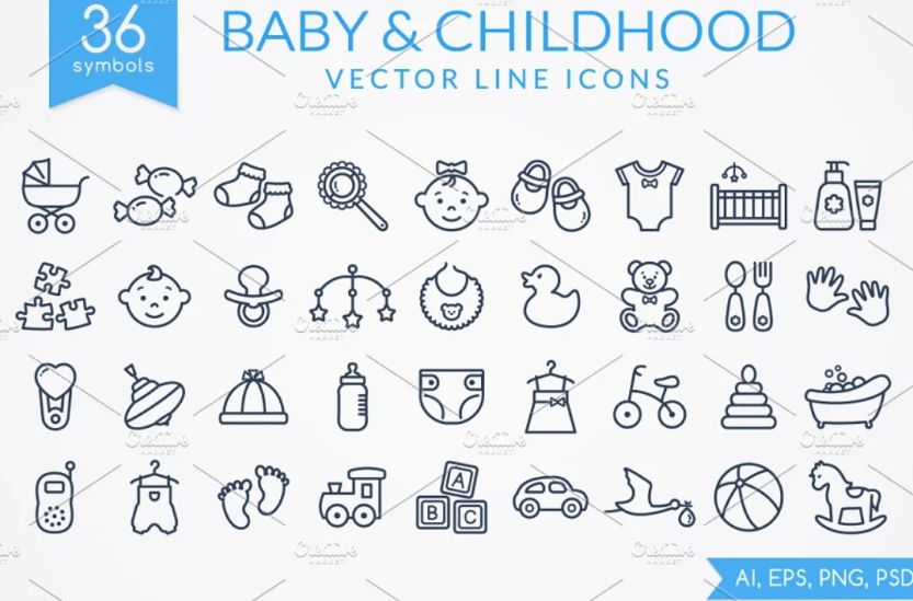 Baby and Childhood Line Icons