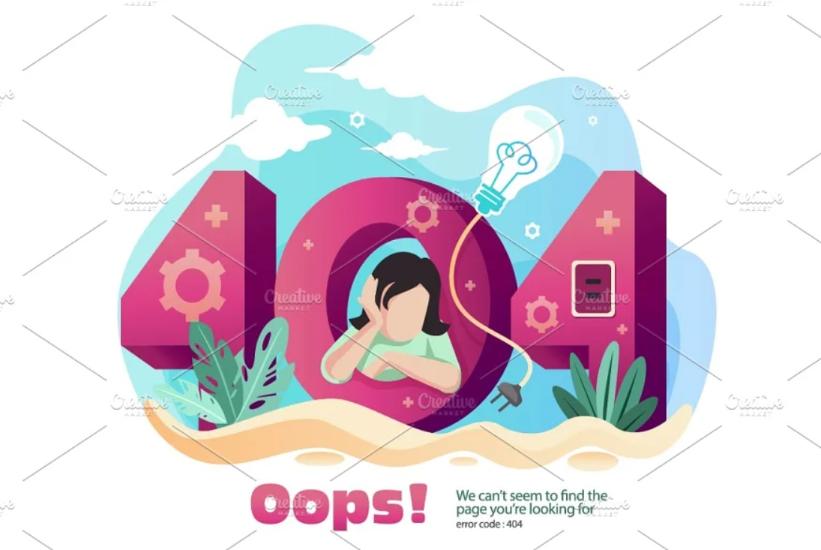 Beautiful 404 Vector Illustration