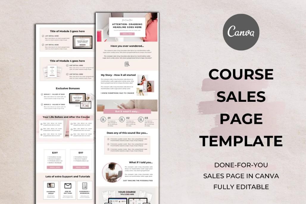 Canva Course Sales Page Template