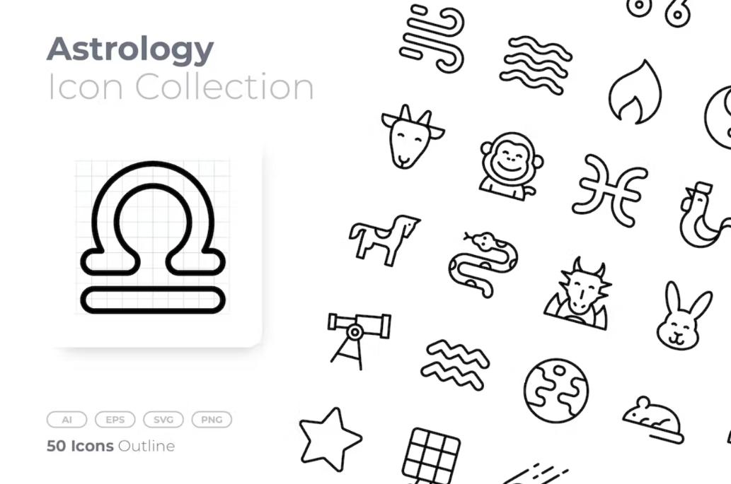 Clean astrology Icons Set