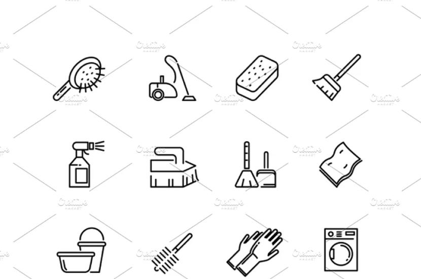 Cleaning Line Icons Set