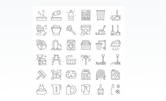 Cleaning and Laundry Icons Set