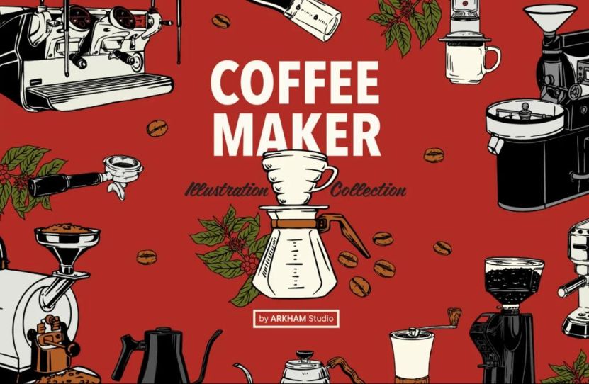Coffee Maker Illustrations Set