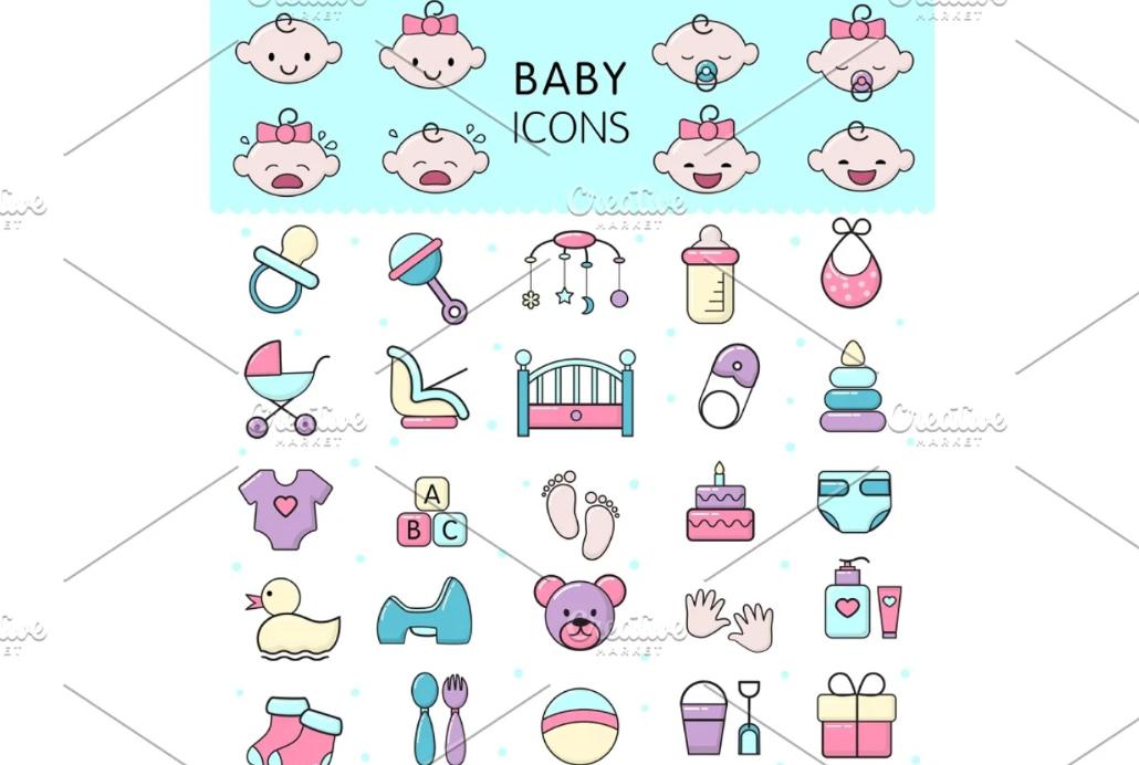Creative Baby Icons Set