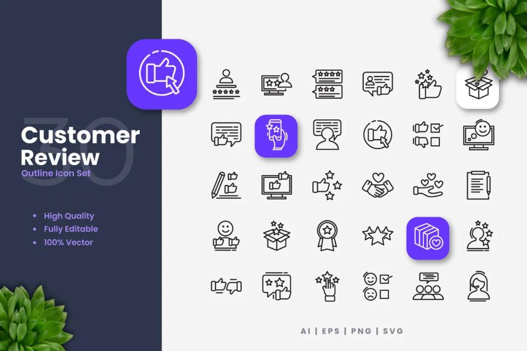 Customer Review Outline Icons