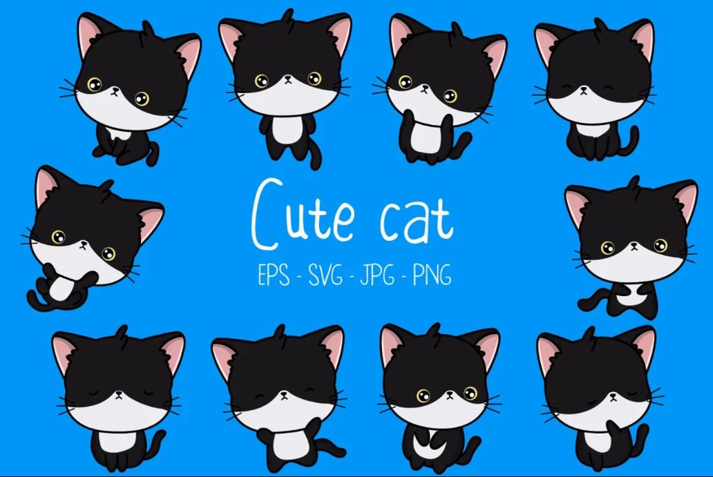 Cute Black Cat Illustrations