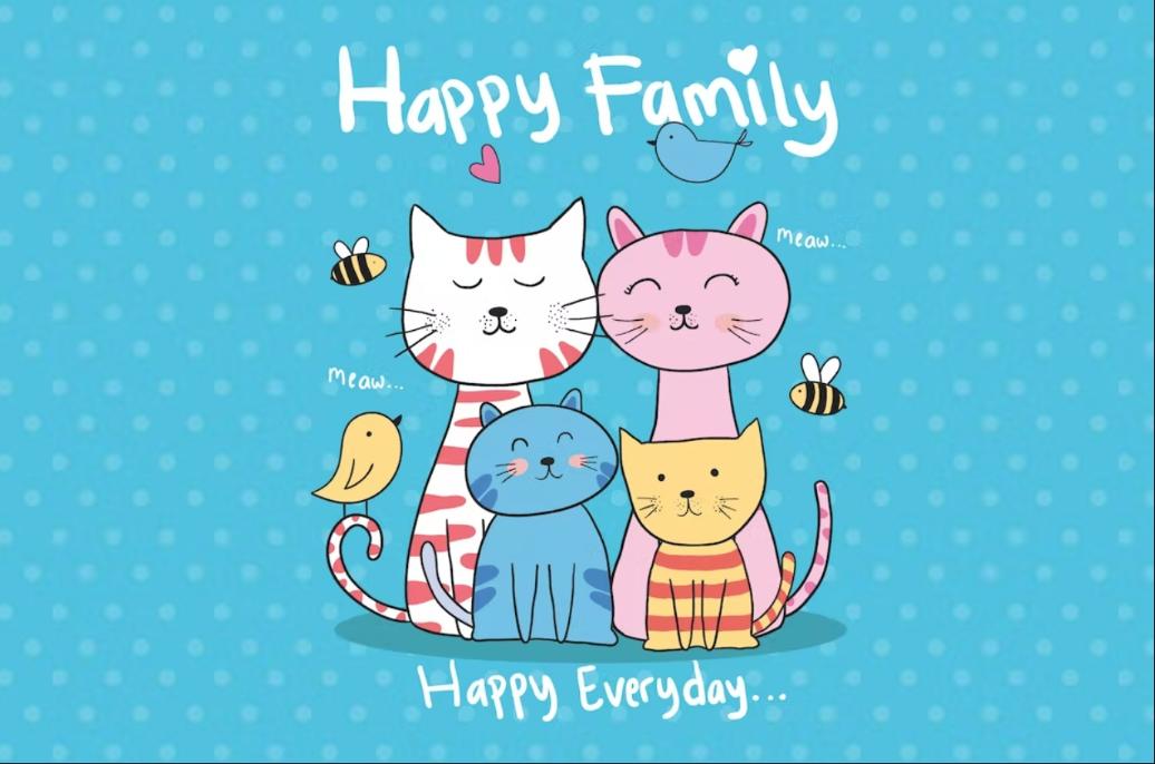Cute Cat Family Illustrations