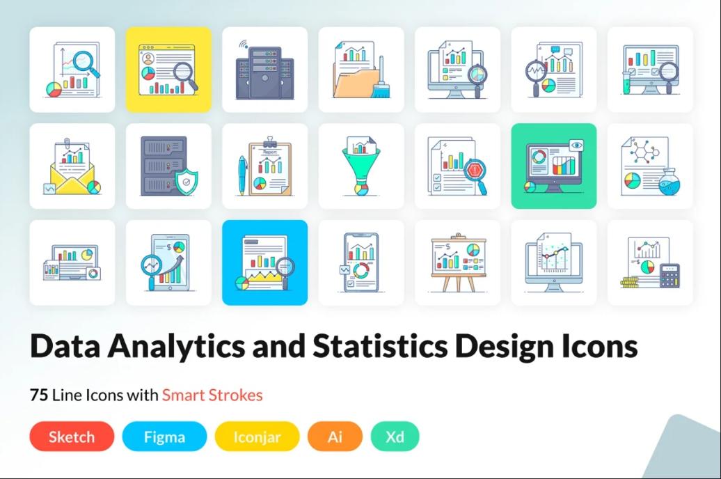 Data Analytics and Statistics Icons