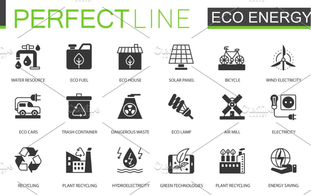 Eco Green Icons Set
