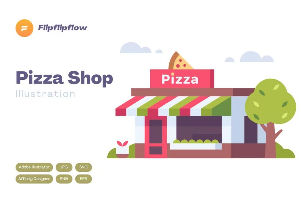 Flat Pizza Shop Vector