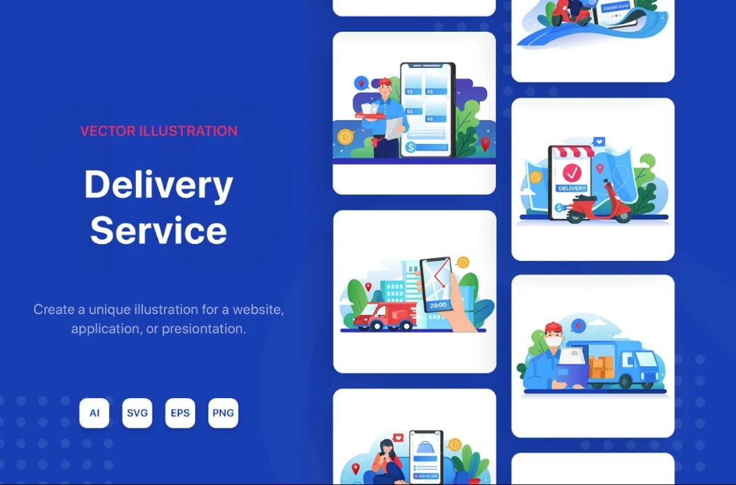 Free Delivery App Illustrations