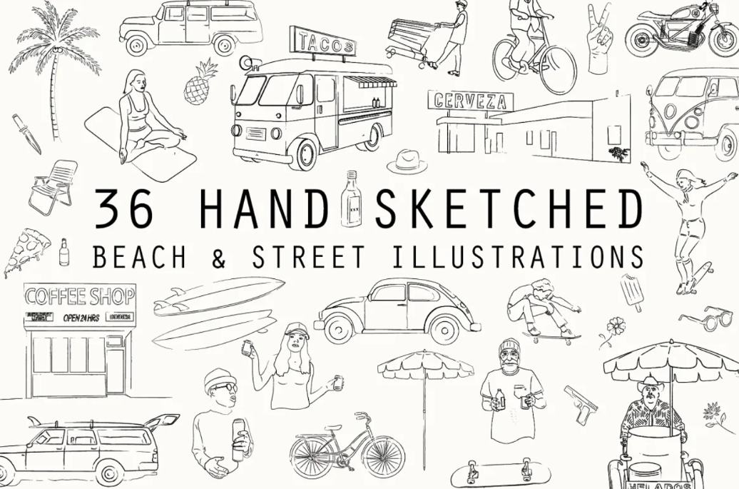 Hand Sketched Street Illustrations