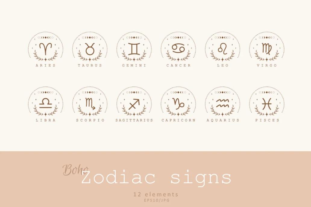 High Quality Boho Zodiac Icons