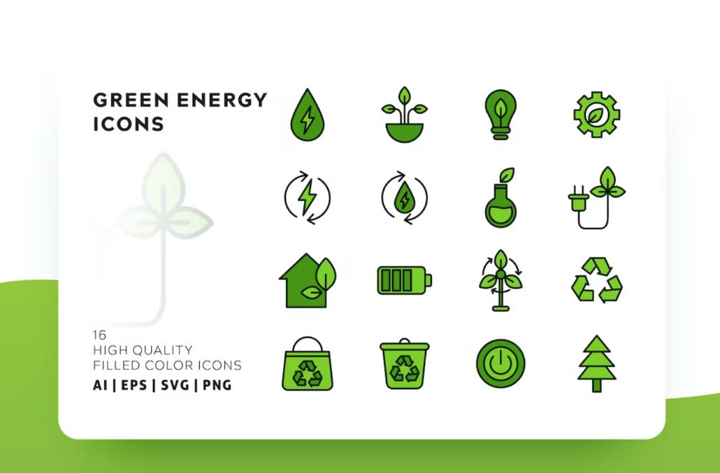High Quality Green Energy Icons