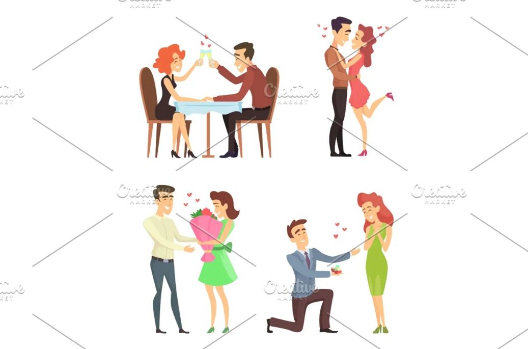 Lovely Couples Vector Illustrations