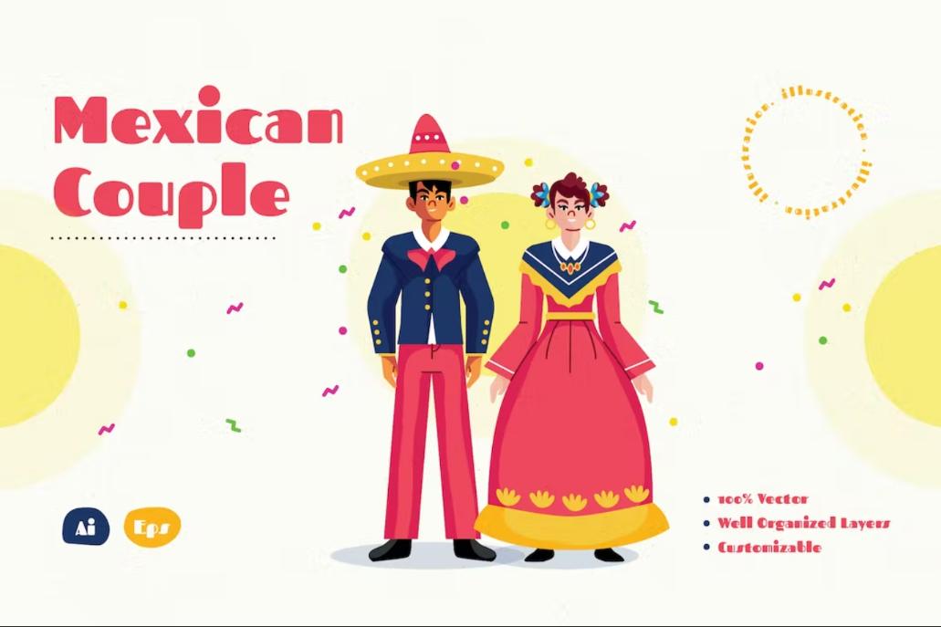 Mexican Couple Illustrations Ai