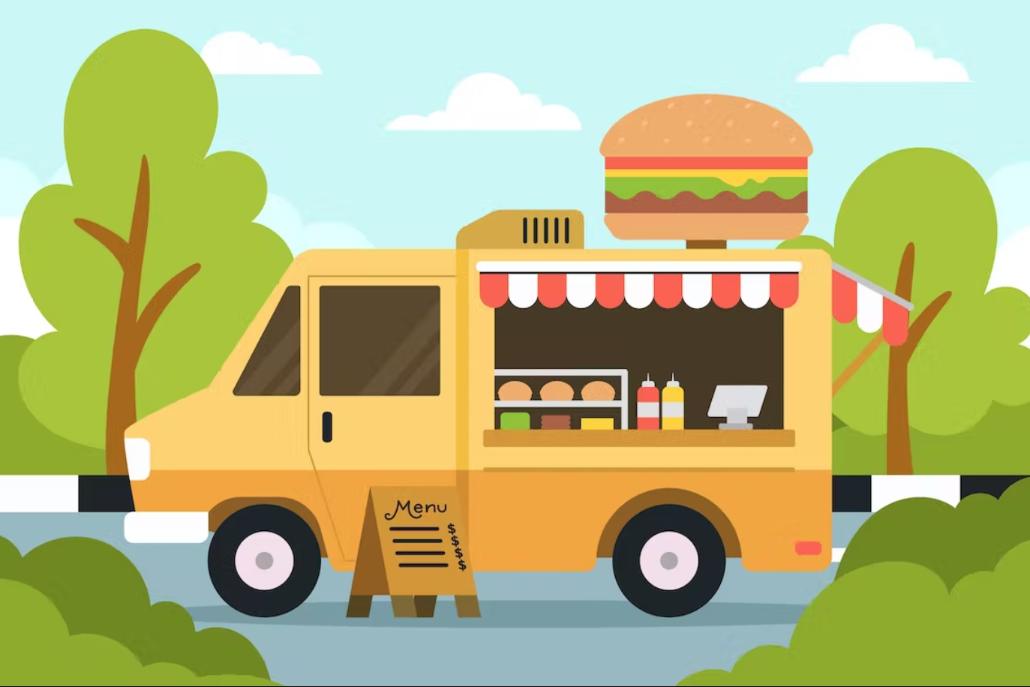 Minimal Burger Truck Vector