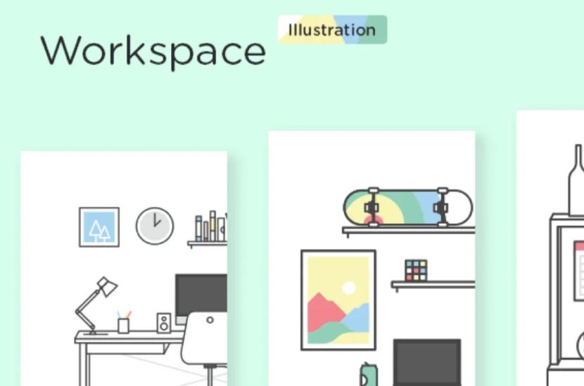 Minimal Workspace Illustrations Set