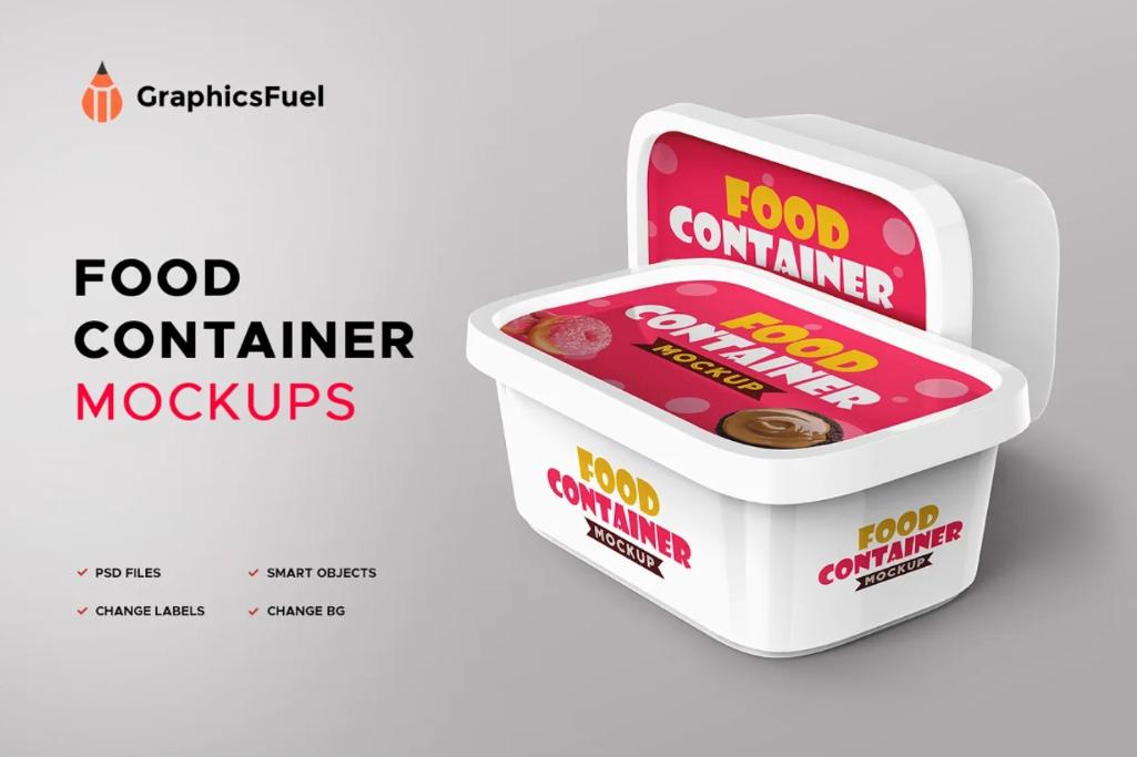 Plastic Food container Mockup PSD