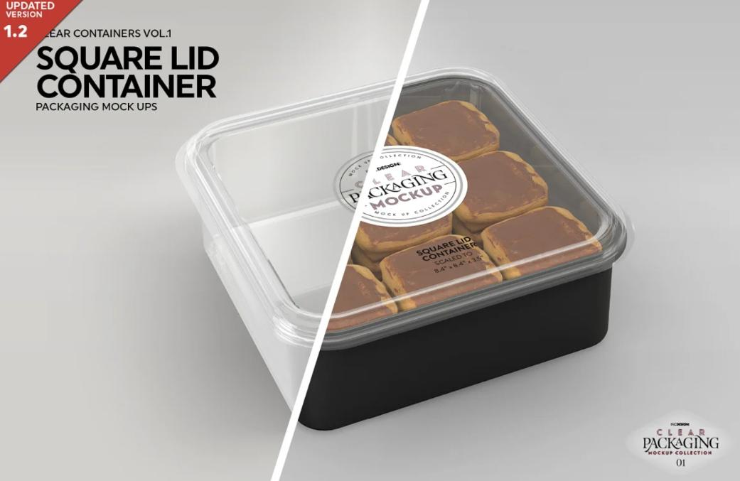 Square Lid Container Mockup PSD
